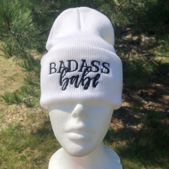 New Exclusive Badass BABE Fold Over Beanie. - Picture 2 of 3